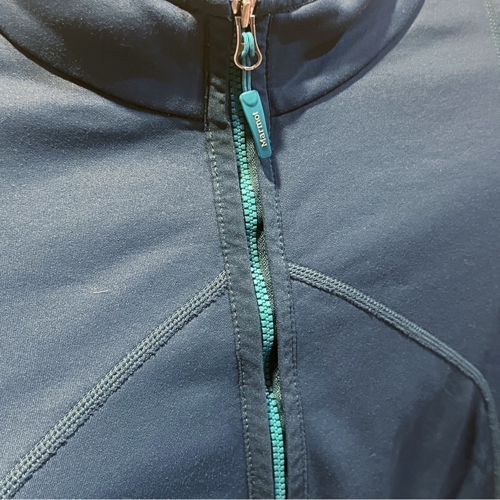 Marmot Nylon/Elastane 1/2 Zip Teal Fleece Lined Pullover Sz M - Picture 5 of 11